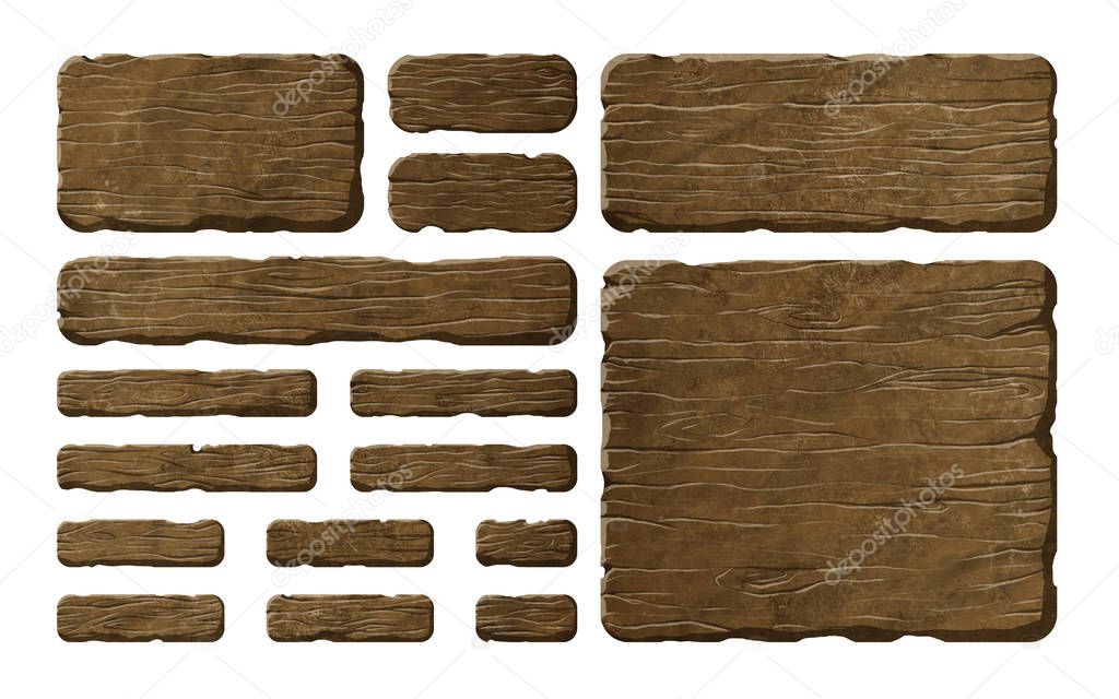 Colorful set of wooden panels or planks that can be used for realistic interface or signs