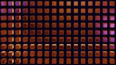 Veri Mimarisi Kavramları veya Sonbahar ve Çikolata Temaları için Simetrik Ağ Soyut Döngüsü Animasyonu Yapılandırılmış Kahverengi Küpler