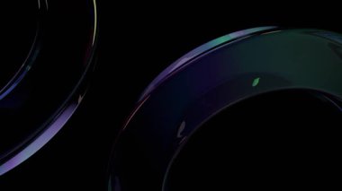 Sonraki nesil parlak cam kıvrımları siyah arkaplandaki parlak parlak ışıklarla gelecek teknolojiyi sembolize eden zarif bir harekettir.