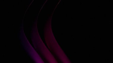 Basit desenler parlak mor kurdeleler karanlık bir arkaplan üzerinde dinamik bir eğri üzerinde akar modern dijital için minimalist ve fütürist bir hareket grafiği