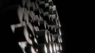 Işıktaki koyu arkaplanın yansıtıcı metal yüzeyinin 3 boyutlu yansıması.