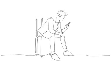 Sürekli çizdiği bir çizim, iş adamının telefonuna bakıp seyahat etmeyi, beklemeyi ve hareket kabiliyetini simgeliyor..