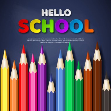 Tipografi tasarım okulu gerçekçi renkli kalemle Merhaba.