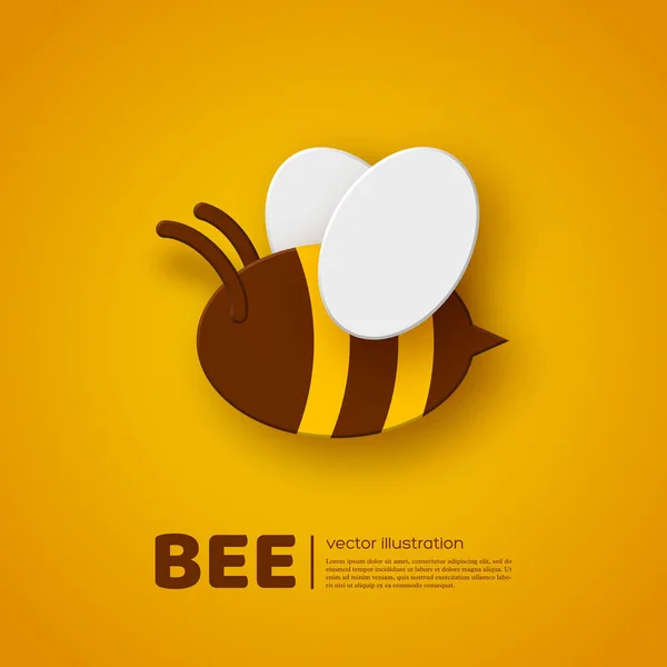 Papper skär stil bee. Element för biodling och honung produktdesign. Gul bakgrund, vektorillustration. — Stock vektor