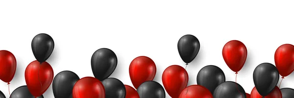 Zwarte vrijdag verkoop banner met glanzende rode en zwarte ballonnen op witte achtergrond, vectorillustratie. — Stockvector