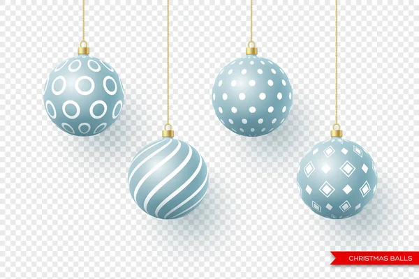 Bolas amarillas de Navidad 3d con patrón geométrico. Los elementos decorativos para el diseño de vacaciones de año nuevo. Aislado sobre fondo transparente, ilustración vectorial . — Archivo Imágenes Vectoriales