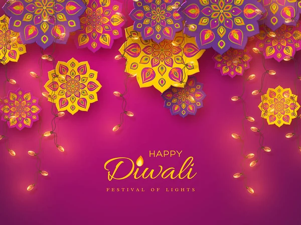Σχεδιασμός Φεστιβάλ διακοπές Diwali με rangoli. — Διανυσματικό Αρχείο