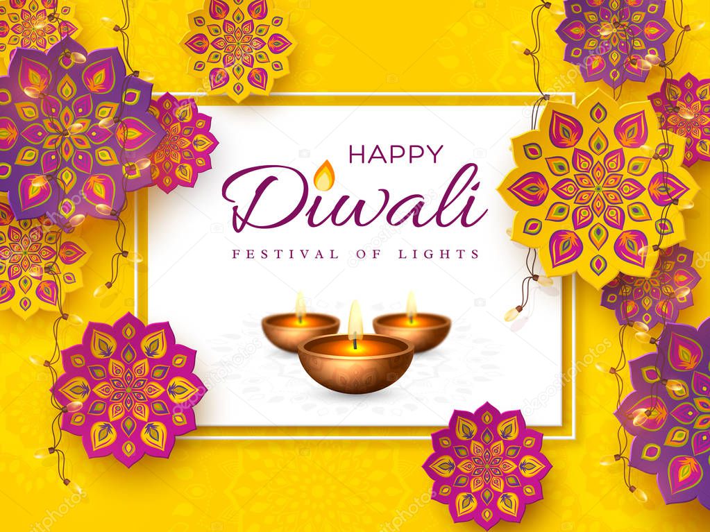 Diwali festival holiday design with rangoli.