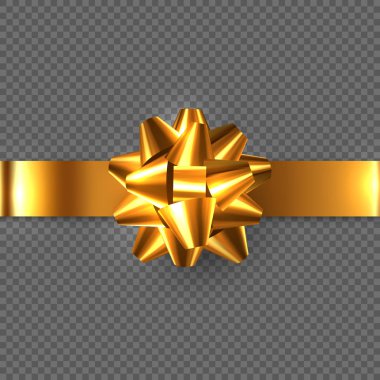 Gerçekçi parlak altın yay ile şerit.