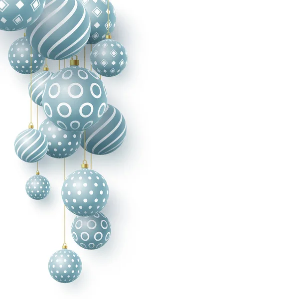 Bolas azules de Navidad 3d con patrón geométrico. — Vector de stock