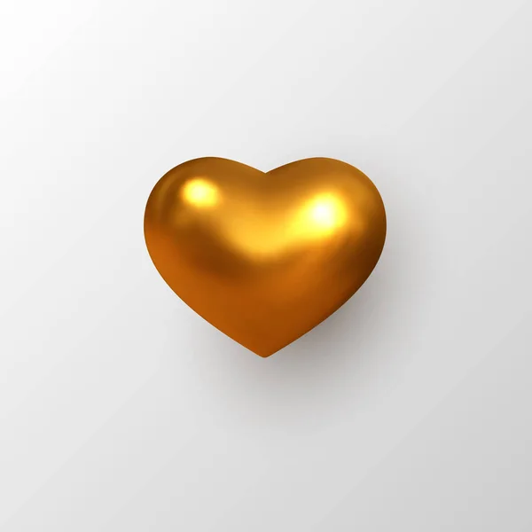 3d goldenes metallisches Herz. — Stockvektor