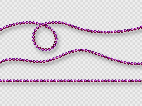 Decorative elements - realistic purple beads. — Stock Vector
