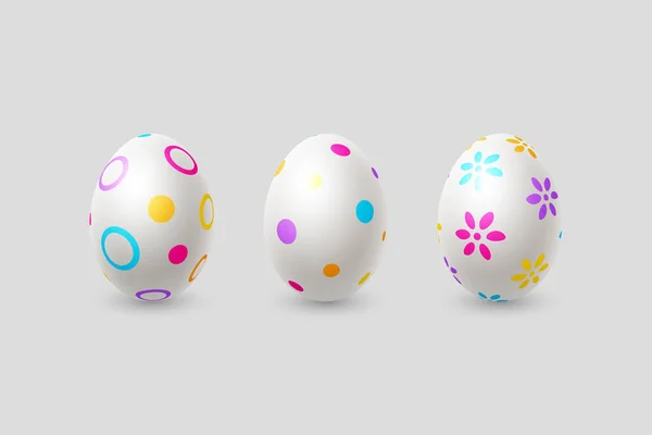 Vector Easter eggs in realistic 3d style. — Stock Vector