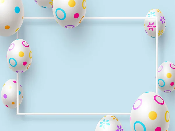 Easter holiday background with 3d painted eggs.