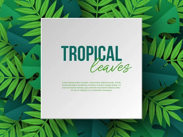 Egzotik orman tropikal palmiye yaprakları ile banner. — Stok Vektör