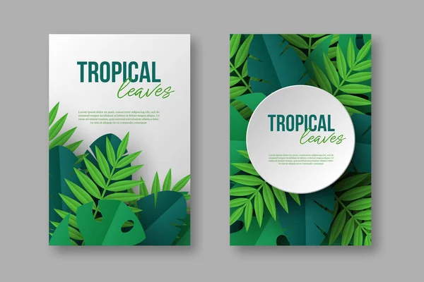 Egzotik orman tropikal palmiye yaprakları ile poster. — Stok Vektör
