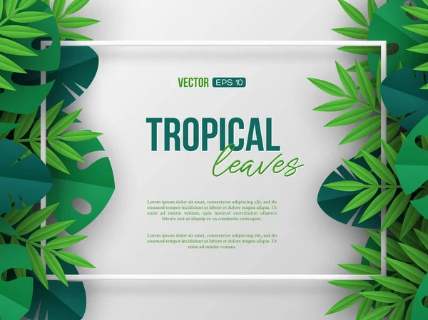 Egzotik orman tropikal palmiye yaprakları ile banner. — Stok Vektör
