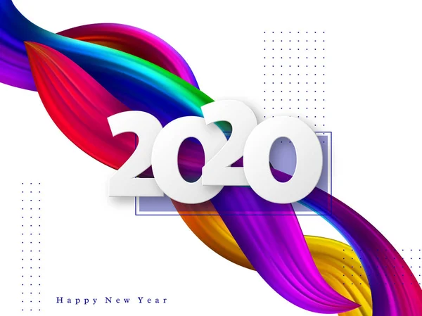 抽象的な液体の背景に2020年の新年のサイン. — ストックベクタ