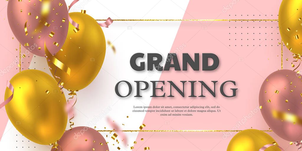 Grand opening ceremony vector banner.