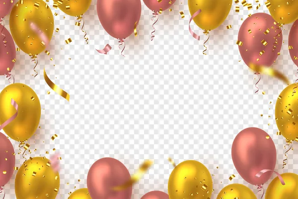Balões brilhantes com confete . —  Vetores de Stock