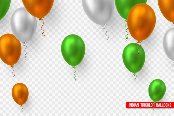 Globos en Tricolor Tradicional de Bandera de la India . — Vector de stock