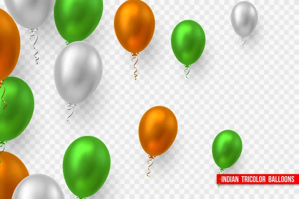 Globos en Tricolor Tradicional de Bandera de la India . — Archivo Imágenes Vectoriales