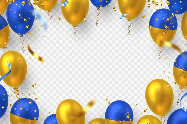 Ukrainska glansiga ballonger med konfetti. — Stock vektor