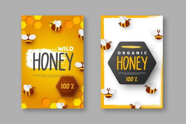 Design för biodling och honungsprodukt — Stock vektor