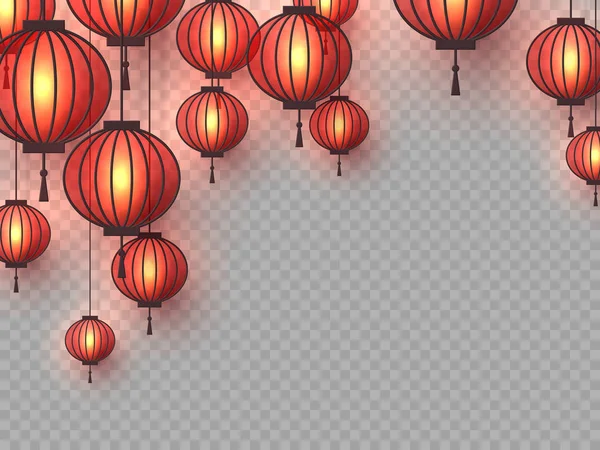 3d chinês pendurado lanternas . —  Vetores de Stock