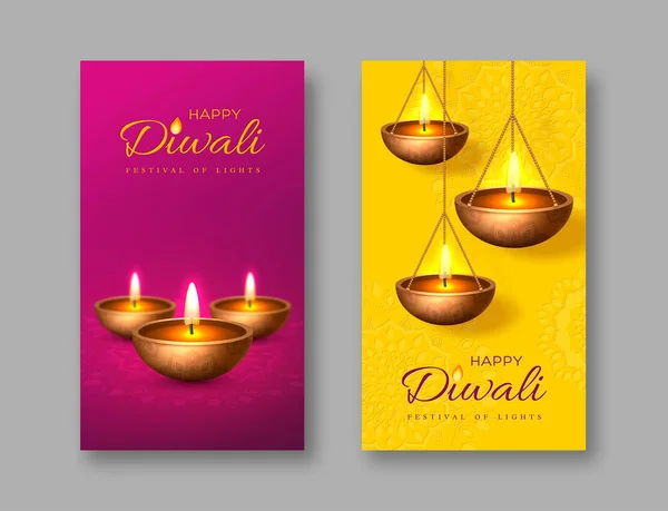 Festival Diwali de luces cartel de vacaciones . — Vector de stock