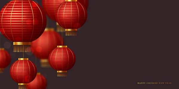 Lanternas penduradas vermelhas chinesas . — Vetor de Stock