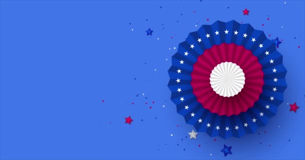 Diversão de papel rotativo em cores da bandeira americana . — Vídeo de Stock