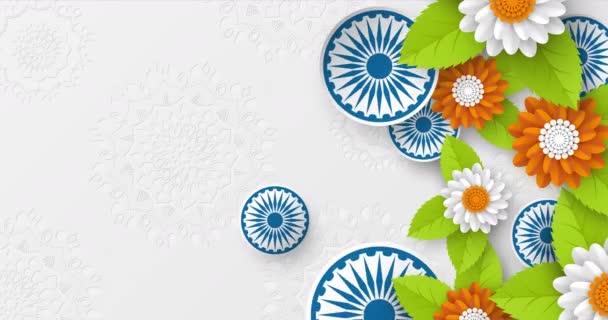 Animación Vídeo Para Las Fiestas Nacionales India Rueda Giratoria Sobre — Vídeo de stock