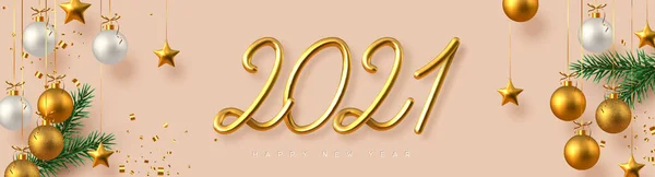 2021 Boldog új évet banner. — Stock Vector