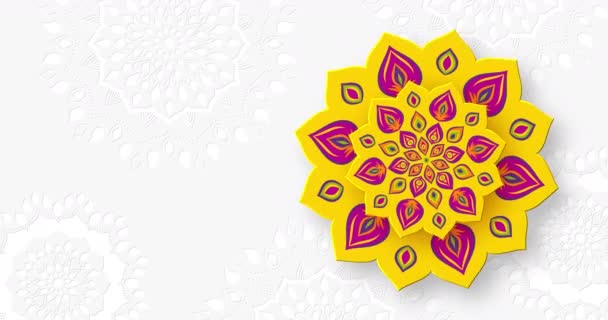 Rangoli indiano rotativo para o festival de luzes Diwali . — Vídeo de Stock