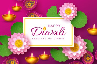Diwali, ışık festivali, bayram afişi.