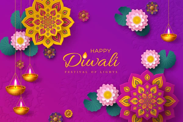 Diwali, festival för ljus semester banner. — Stock vektor