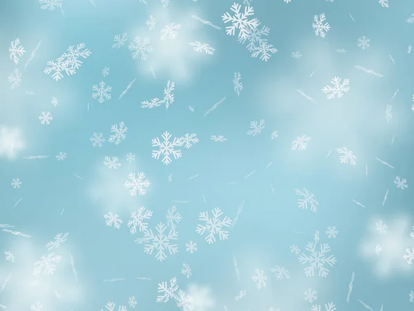 Πτώση νιφάδων χιονιού με θόλωμα. — Διανυσματικό Αρχείο