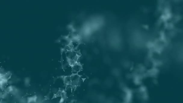 ADN abstrait avec effet plexus. Hologramme détruit ADN double hélice sur fond bleu foncé. Animation en boucle vidéo 4k. Images futuristes scientifiques.