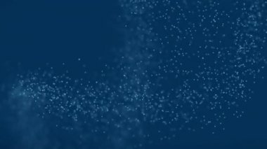 Parçacıkların olduğu soyut DNA. Hologram koyu mavi arkaplandaki DNA çift sarmalını yok etti. 4K video döngülü animasyon. Bilim fütüristik görüntüleri.