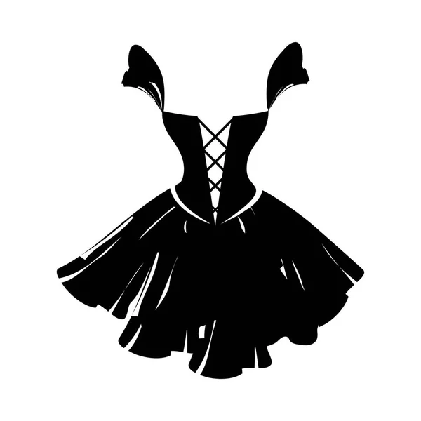 Vestido Baile Pouco Preto Fundo Branco —  Vetores de Stock