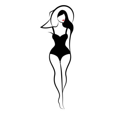 Woman in a swimsuit and a hat vector