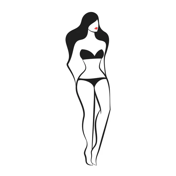 Mujer en bikini o lencería — Vector de stock