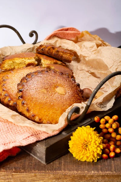 Dutch Homemade Cookies Filled Marzipan Almonds Nuts Autumn Winter Seasonal — Stock Photo, Image