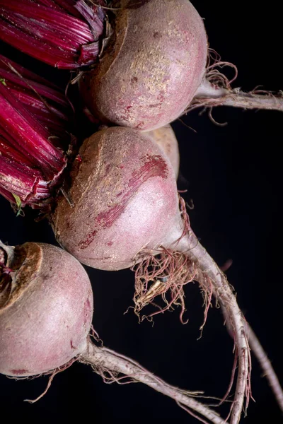 Young Raw Red Beets Roots Leaves New Harvest — Stock Photo, Image