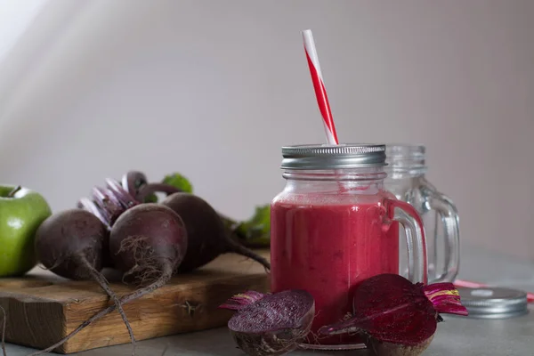 Healthy Dietary Detox Food Fresh Smoothie Frim Young Red Beets — Stock Photo, Image