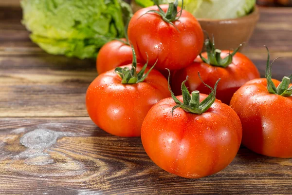 Tomates Maduros Vermelhos Saborosos Gourmato Bélgica Com Alface Verde Ingredientes — Fotografia de Stock