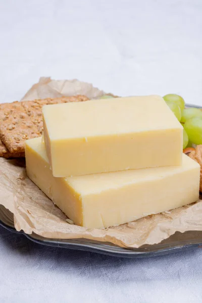 Bloco Queijo Cheddar Envelhecido Tipo Mais Popular Queijo Reino Unido — Fotografia de Stock