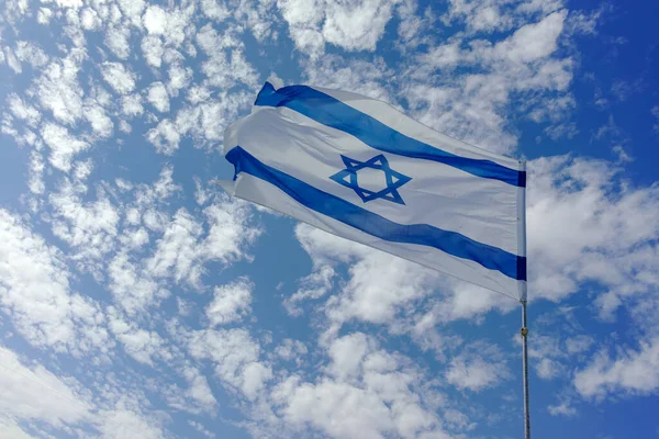 Bandeira Nacional Estado Israel Branco Azul Com Estrela David Magen — Fotografia de Stock