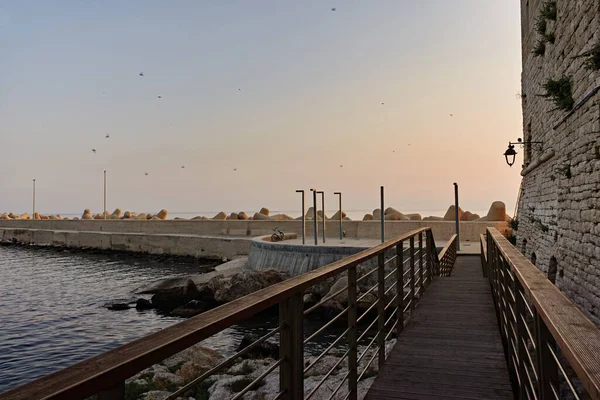 Pier Oude Kleine Stad Giovinazzo Bij Bari Apulië Italië Vroege — Stockfoto